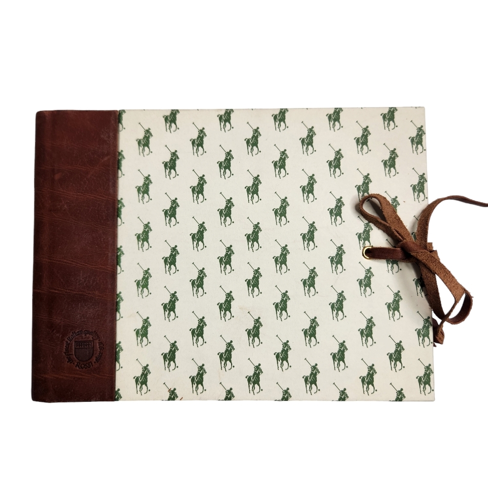 Horse Rider Polo Green White Leather Paper Book Photo Album Rossi Italy
